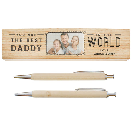 Personalised Photo Upload Wooden Pen and Pencil Set: 5 - Pens & Pencils By Gift Moments