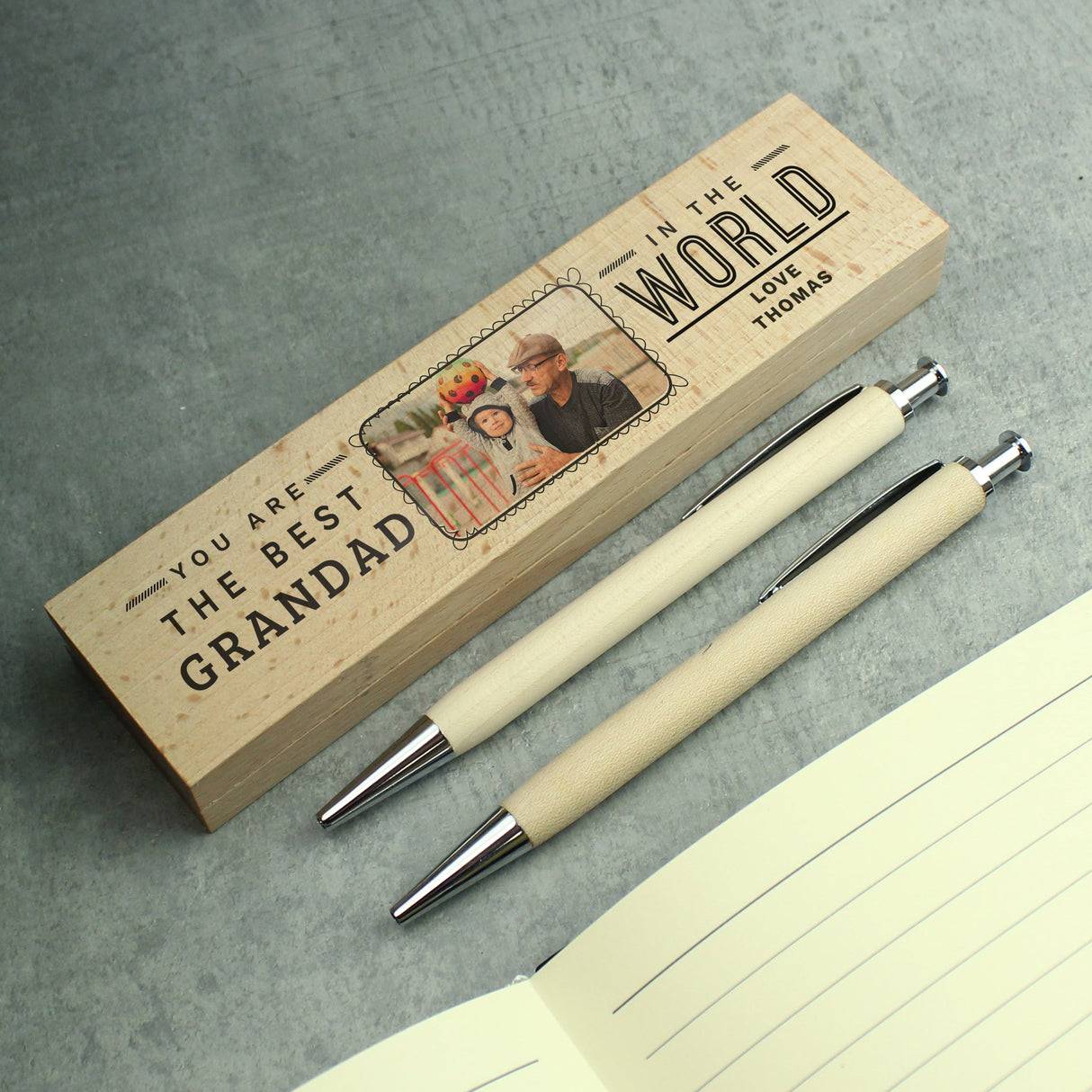 Personalised Photo Upload Wooden Pen and Pencil Set: 3 - Pens & Pencils By Gift Moments