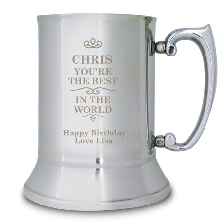 Personalised Stainless Steel Best in the World Tankard: 2 - Tankards By Gift Moments