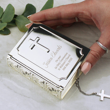 Personalised Silver Bible Trinket Box: 1 - Trinket Boxes By Gift Moments