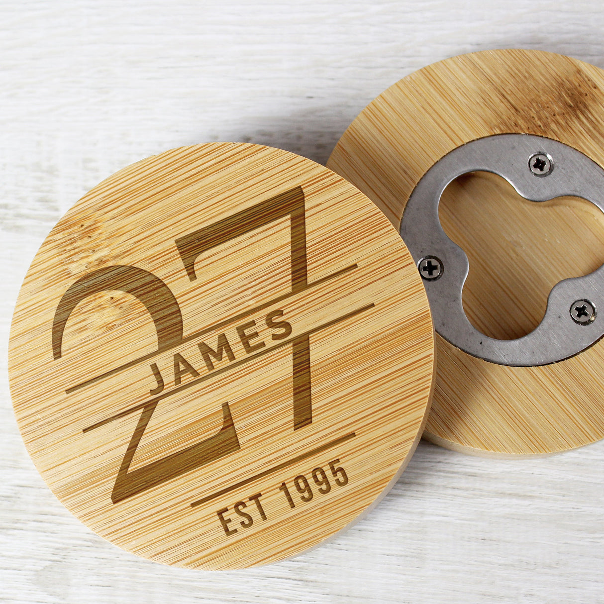 Personalised Bamboo Bottle Opener Coaster: 5 - Coasters By Gift Moments