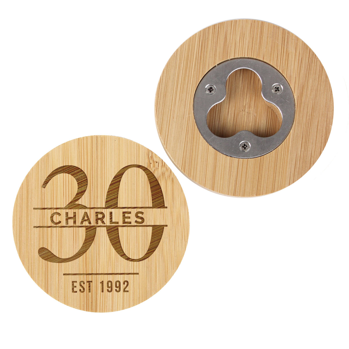 Personalised Bamboo Bottle Opener Coaster: 4 - Coasters By Gift Moments