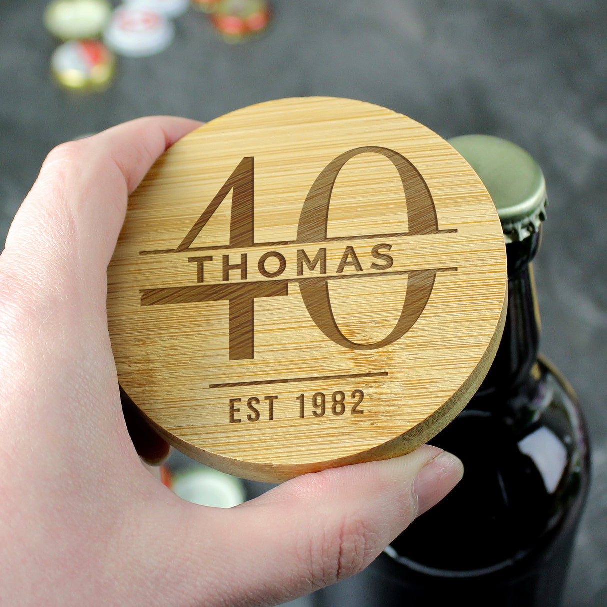 Personalised Bamboo Bottle Opener Coaster: 2 - Coasters By Gift Moments