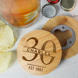 Personalised Bamboo Bottle Opener Coaster: 3 - Coasters By Gift Moments