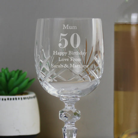 Personalised Big Age Cut Crystal Wine Glass: 5 - Wine Glasses By Gift Moments