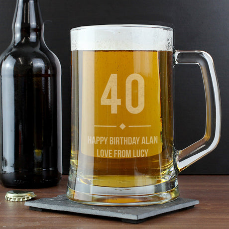 Personalised Big Age Glass Pint Tankard: 1 - Tankards By Gift Moments