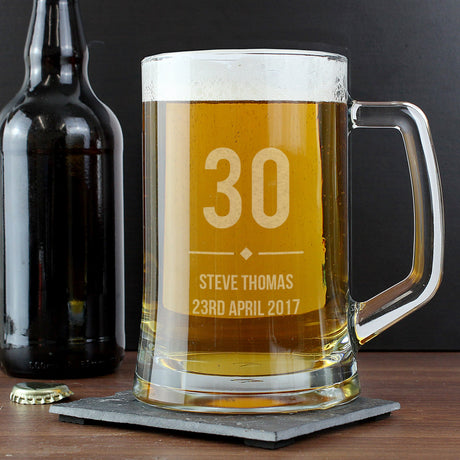 Personalised Big Age Glass Pint Tankard: 4 - Tankards By Gift Moments