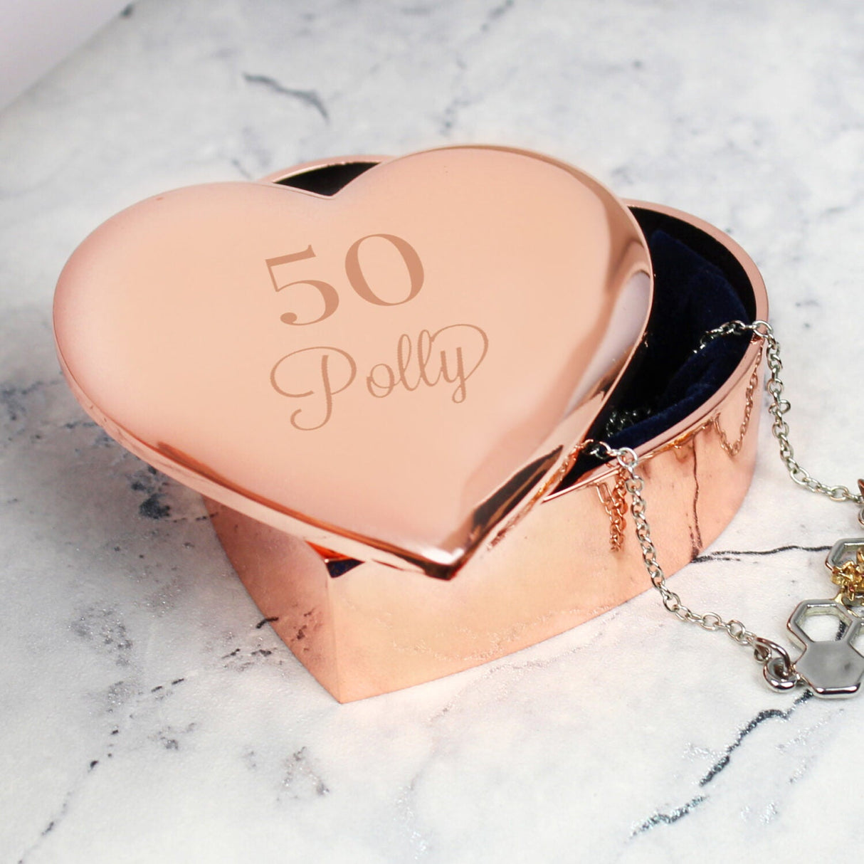 Personalised Rose Gold Heart Trinket Box: 1 - Trinket Boxes By Gift Moments