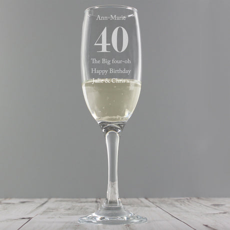 Personalised Big Age Birthday Flute: 8 - Champagne Flutes By Gift Moments