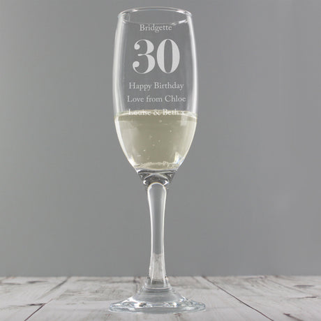 Personalised Big Age Birthday Flute: 4 - Champagne Flutes By Gift Moments