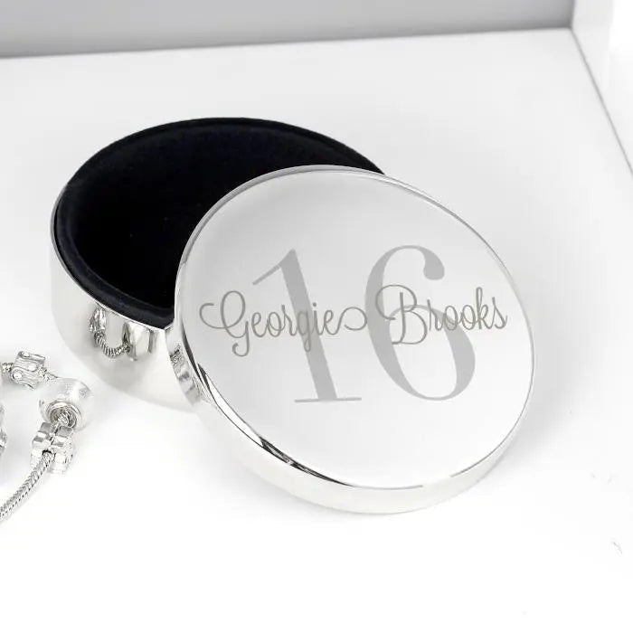 Personalised Big Age Round Trinket Box: 2 - Trinket Boxes By Gift Moments