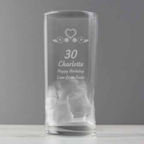 Personalised Birthday Craft Hi Ball Glass: 2 - Highball Glasses By Gift Moments