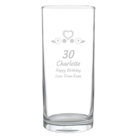 Personalised Birthday Craft Hi Ball Glass: 3 - Highball Glasses By Gift Moments