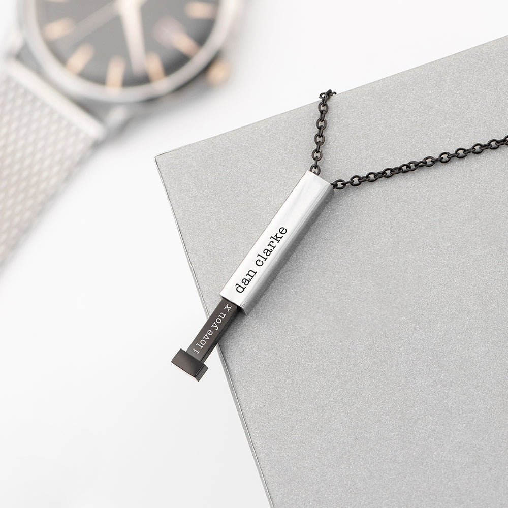 Personalised Men's Hidden Message Capsule Necklace Default Title - Jewellery at Gift Moments