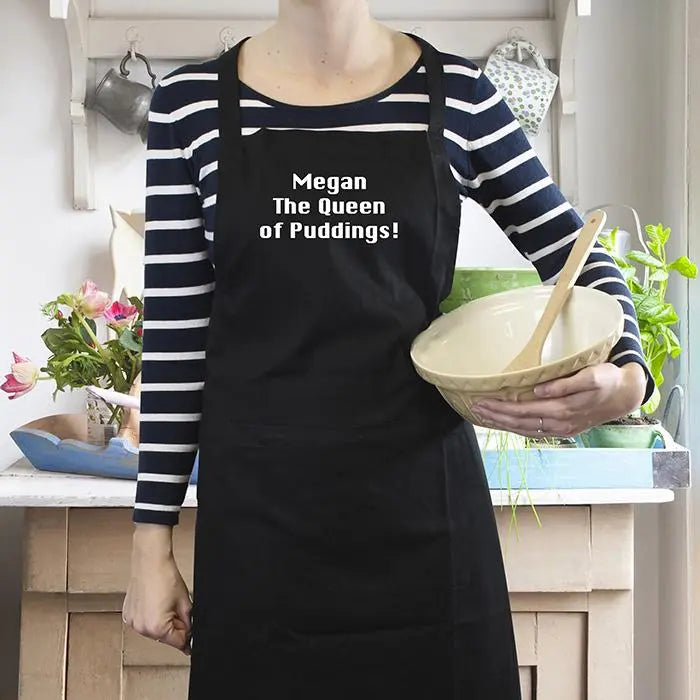 Personalised Black Cotton Apron: 2 - Aprons By Gift Moments