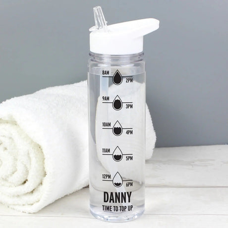 Personalised Black Hydration Tracker Water Bottle: 1 - Water Bottles By Gift Moments