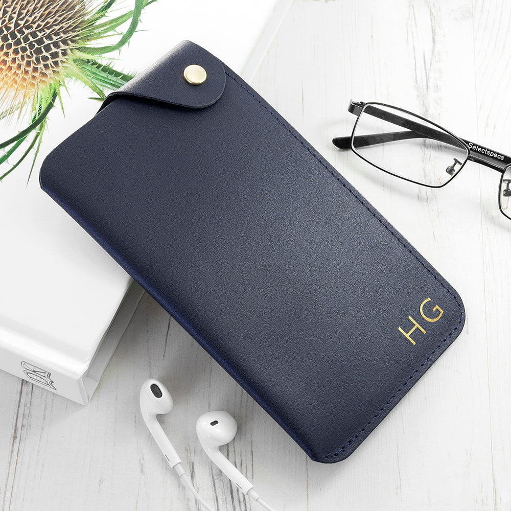 Personalised Luxury Leather Glasses Cases Navy - Glasses Cases at Gift Moments