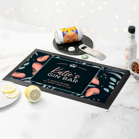 Personalised Blooming Gin Bar Mat: 3 - Barware By Gift Moments