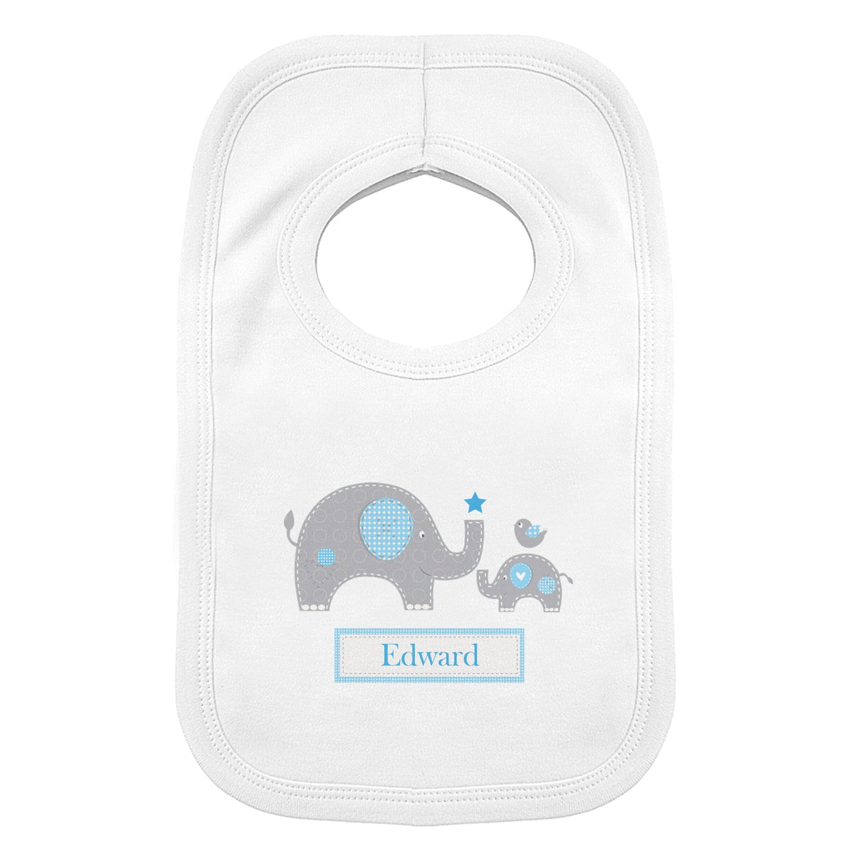 Personalised Blue Elephant Baby Bib 0-3 Months: 2 - Baby Clothing By Gift Moments