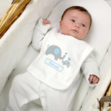 Personalised Blue Elephant Baby Bib 0-3 Months: 3 - Baby Clothing By Gift Moments