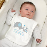 Personalised Blue Elephant Baby Bib 0-3 Months: 1 - Baby Clothing By Gift Moments