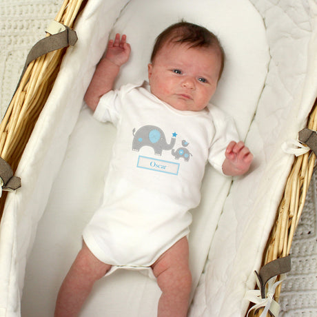 Personalised Blue Elephant Baby Vest 0-3 Months: 1 - Baby Clothing By Gift Moments