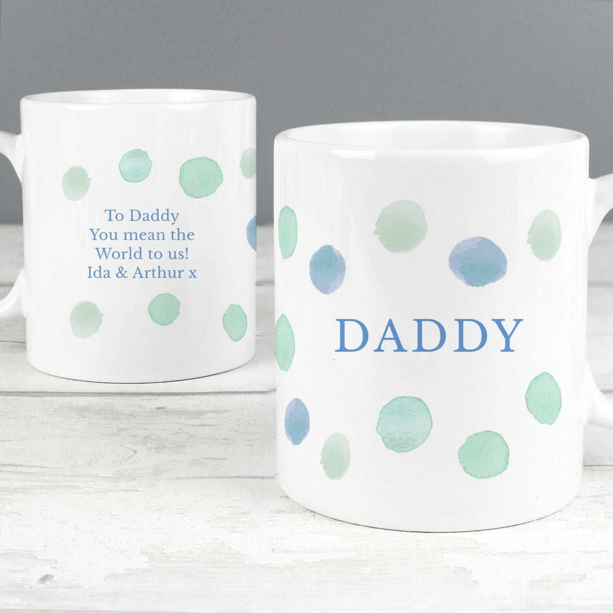 Personalised Blue Spot Ceramic Mug: 2 - Mugs By Gift Moments