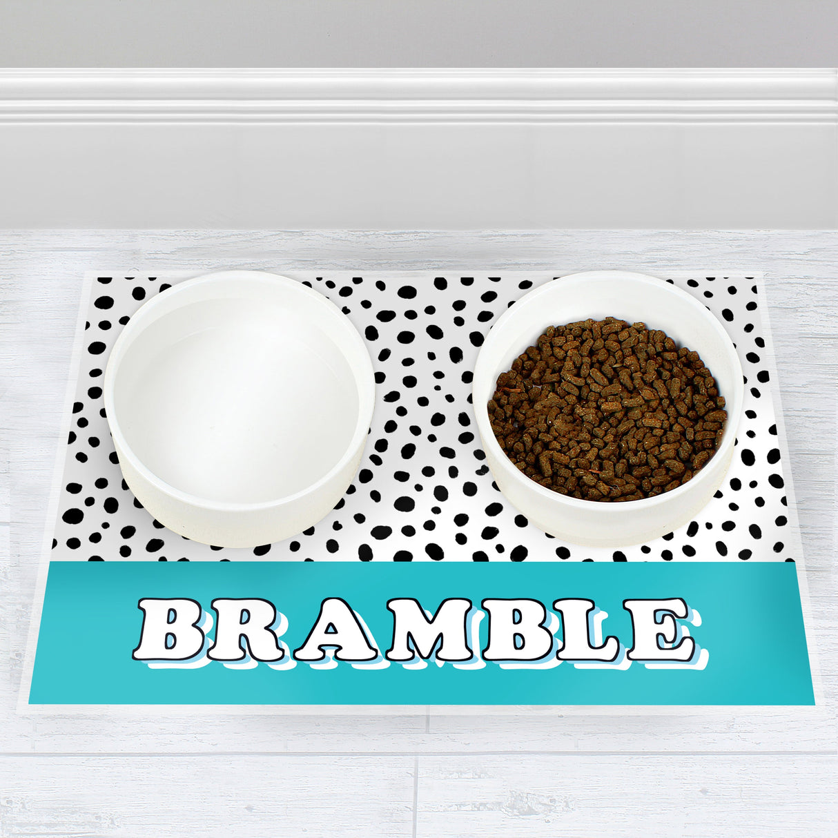 Personalised Blue Spots Dog Bowl Mat: 1 - Pet Products By Gift Moments