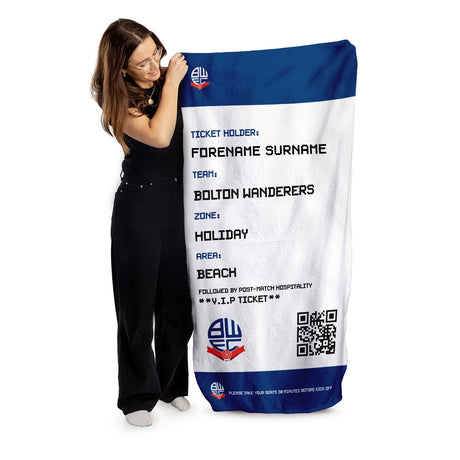 Personalised Bolton Wanderers FC Beach Towel: 1 - Towels By Bolton Wanderers