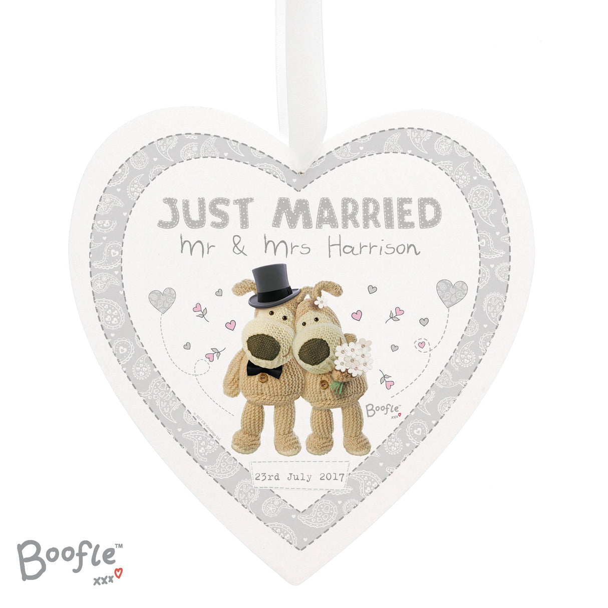 Personalised Boofle Wooden Heart Wedding Decoration: 2 - Decorations By Boofle