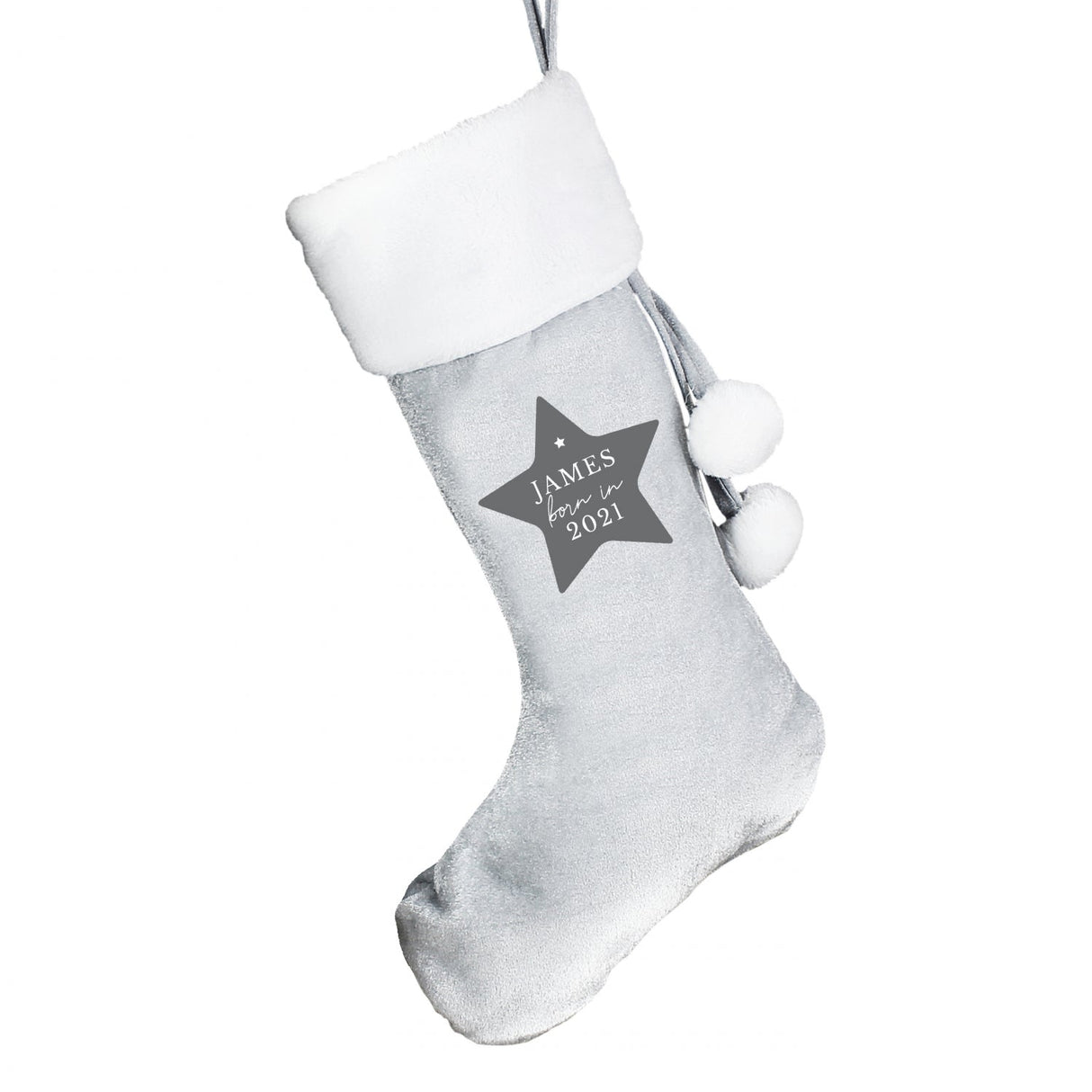 Personalised Silver Grey Luxury Christmas Stocking: 3 - Christmas Stockings By Gift Moments