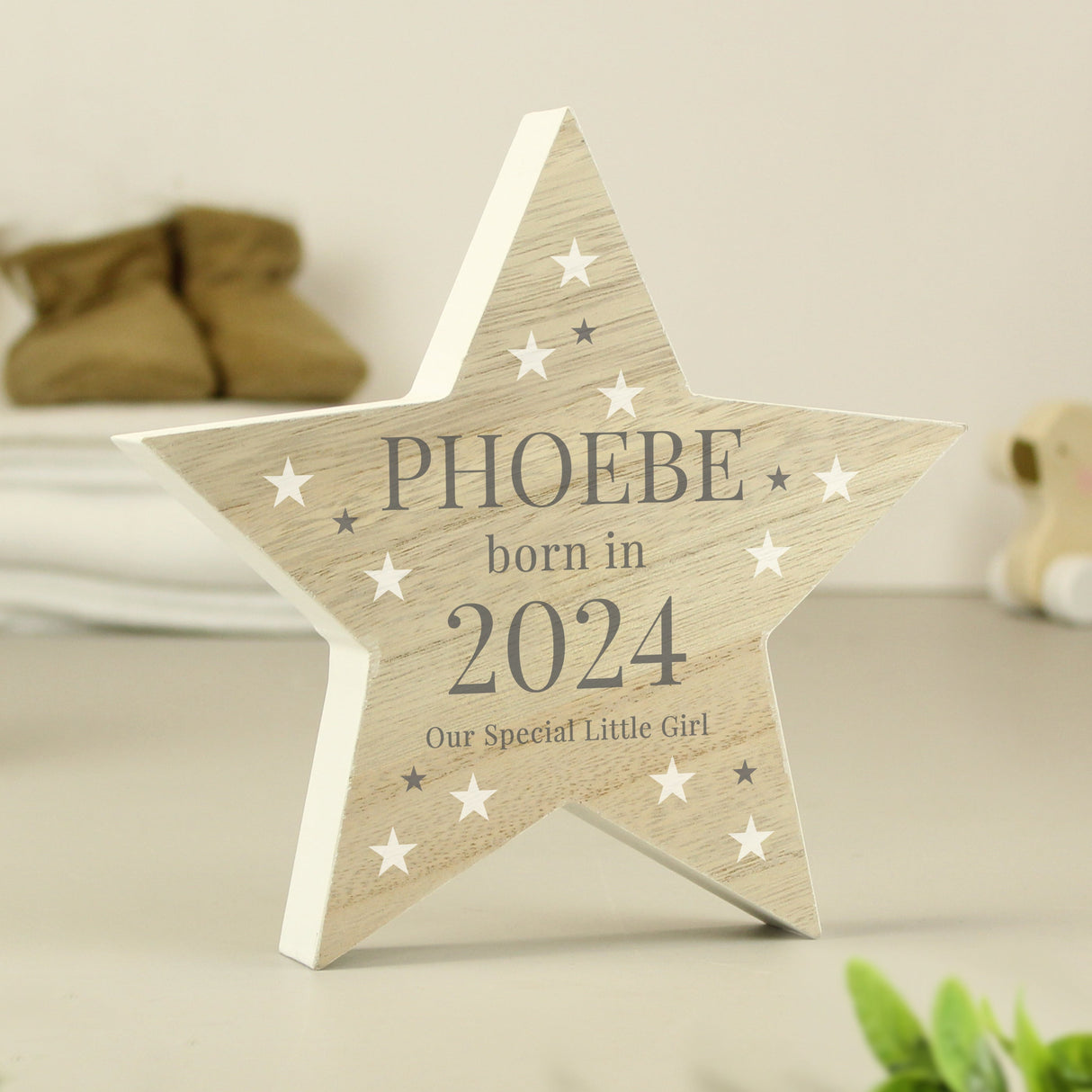 Personalised Born In Wooden Star Ornament: 3 - Ornaments By Gift Moments