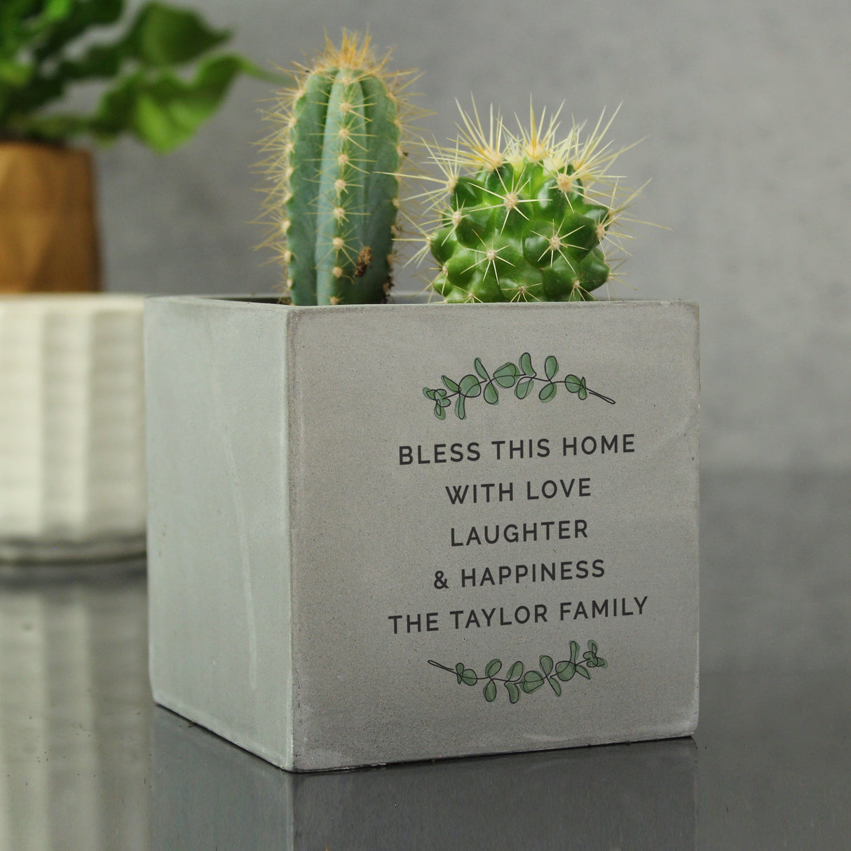 Personalised Botanical Concrete Plant Pot: 4 - Pots & Planters By Gift Moments