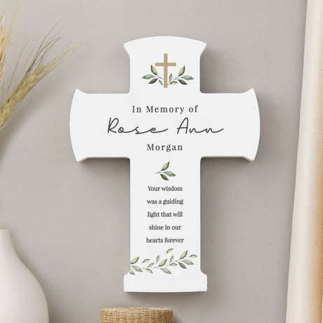 Personalised Botanical Cross Wooden Ornament: 1 - Ornaments By Gift Moments