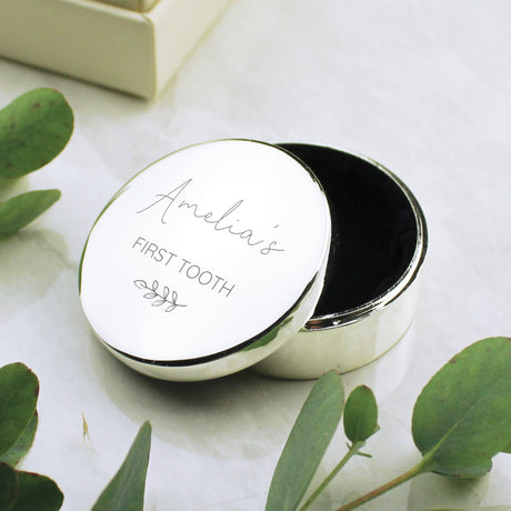 Personalised Botanical First Tooth and Curl Box: 3 - Trinket Boxes By Gift Moments