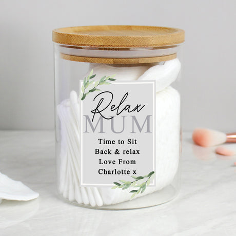 Personalised Botanical Glass Jar with Bamboo Lid: 3 - Storage By Gift Moments