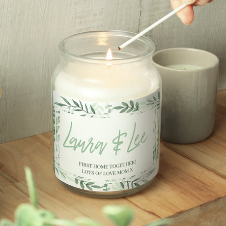 Personalised Botanical Vanilla Scented Candle: 2 - Candles By Gift Moments