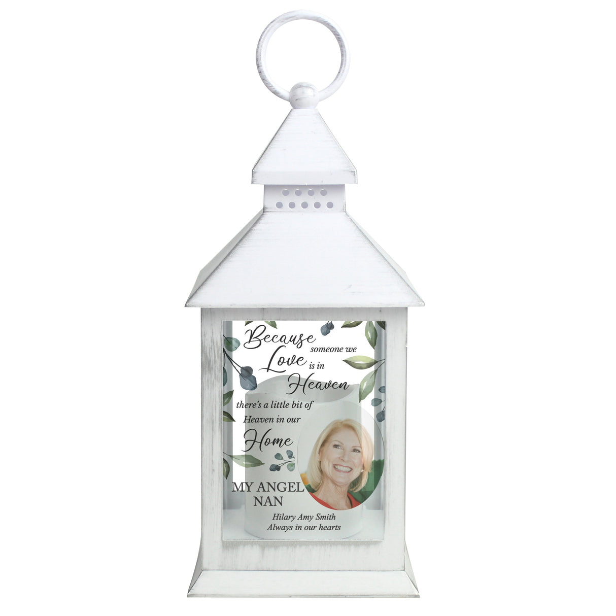 Personalised Botanical Memorial Lantern with Photo: 4 - LED Lighting By Gift Moments