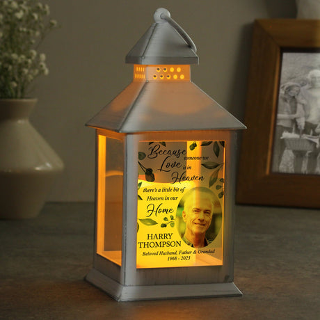 Personalised Botanical Memorial Lantern with Photo: 5 - LED Lighting By Gift Moments