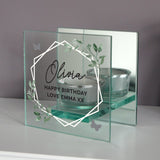 Personalised Botanical Glass Tea Light Holder: 4 - Candle Holders By Gift Moments