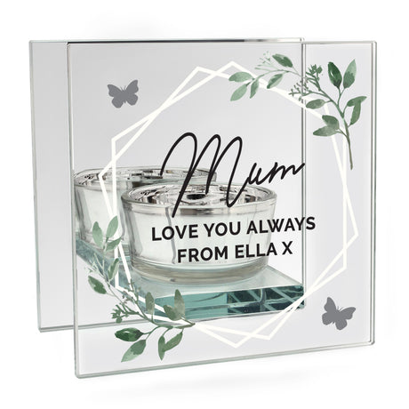 Personalised Botanical Glass Tea Light Holder: 5 - Candle Holders By Gift Moments