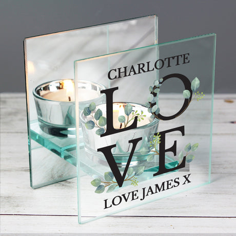 Personalised Botanical Glass Tea Light Holder: 3 - Candle Holders By Gift Moments