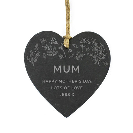 Personalised Botanical Slate Heart Decoration: 4 - Decorations By Gift Moments