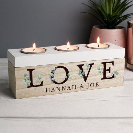 Personalised Botanical Triple Tea Light Holder: 2 - Candle Holders By Gift Moments