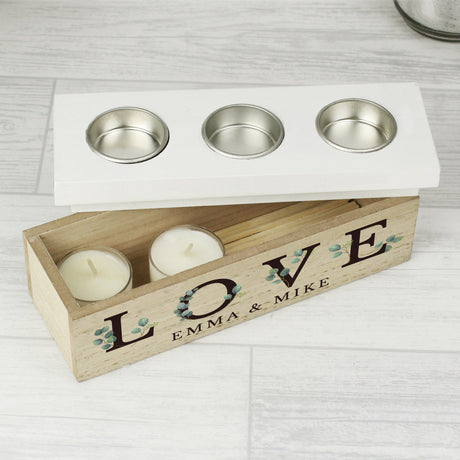 Personalised Botanical Triple Tea Light Holder: 3 - Candle Holders By Gift Moments