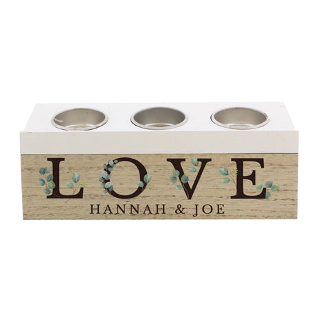 Personalised Botanical Triple Tea Light Holder: 4 - Candle Holders By Gift Moments