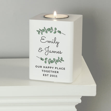 Personalised Botanical Wooden Tea Light Holder: 2 - Candle Holders By Gift Moments