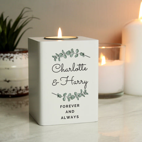 Personalised Botanical Wooden Tea Light Holder: 1 - Candle Holders By Gift Moments