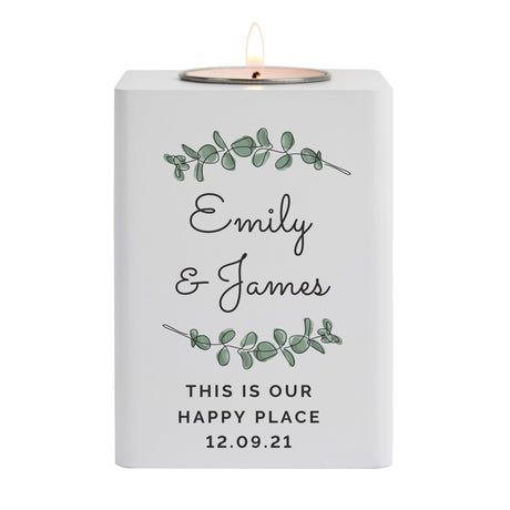 Personalised Botanical Wooden Tea Light Holder: 5 - Candle Holders By Gift Moments