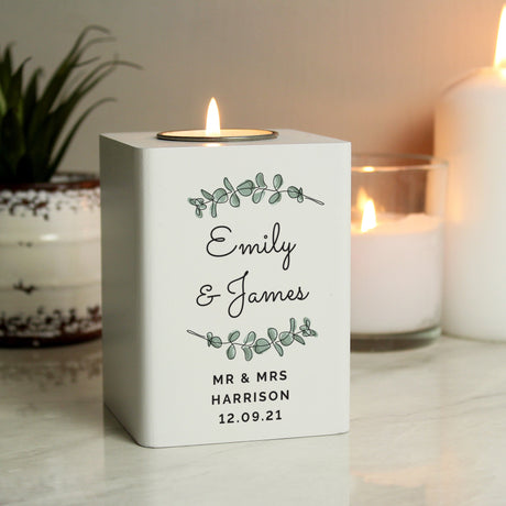 Personalised Botanical Wooden Tea Light Holder: 3 - Candle Holders By Gift Moments